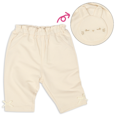 [ベビー]7分丈パンツ　アニマル刺しゅう　アイボリー