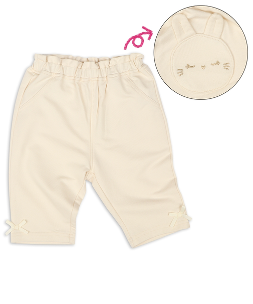 [ベビー]7分丈パンツ　アニマル刺しゅう　アイボリー