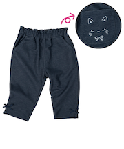 [キッズ]7分丈パンツ　ポケット刺しゅう　ネイビー