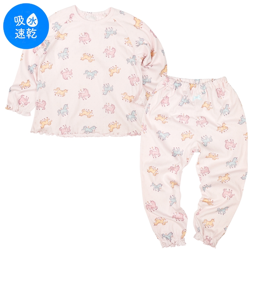 [キッズ]ねんね応援　長袖　パジャマ　カラフルユニコーン パープル