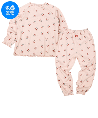 [キッズ]ねんね応援　長袖　パジャマ　さくらんぼ ピンク