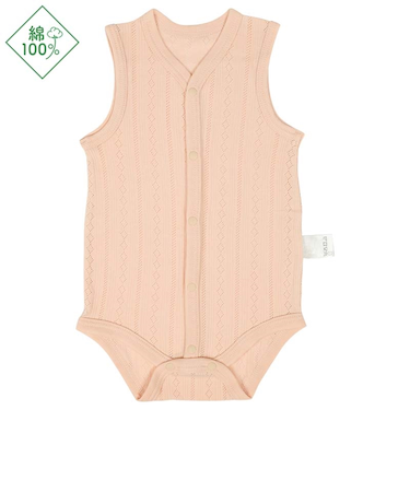 [ベビー]おしゃれインナー　袖なし　前開き　ロンパース　オレンジ