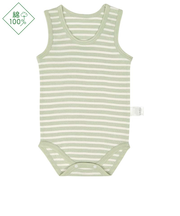 [ベビー]おしゃれインナー　袖なし　かぶり　ロンパース　グリーン