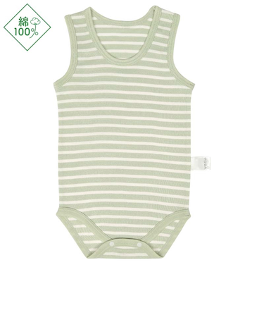 [ベビー]おしゃれインナー　袖なし　かぶり　ロンパース　グリーン