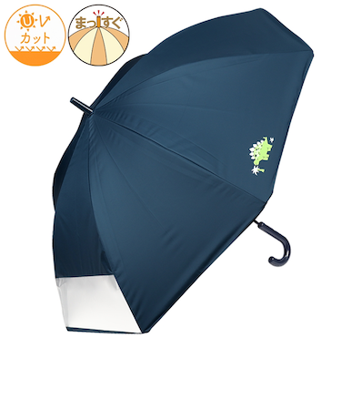[45・50cm]フチまる傘晴雨兼用　恐竜　ネイビー