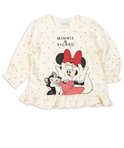 [ベビー]長袖Ｔシャツ　ミニー＆フィガロ　オフホワイト