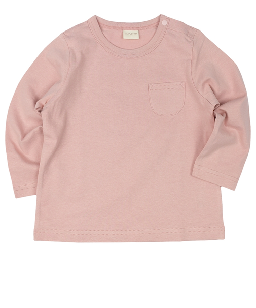 [ベビー]いつものＴシャツ　長袖　天竺素材　ピンク