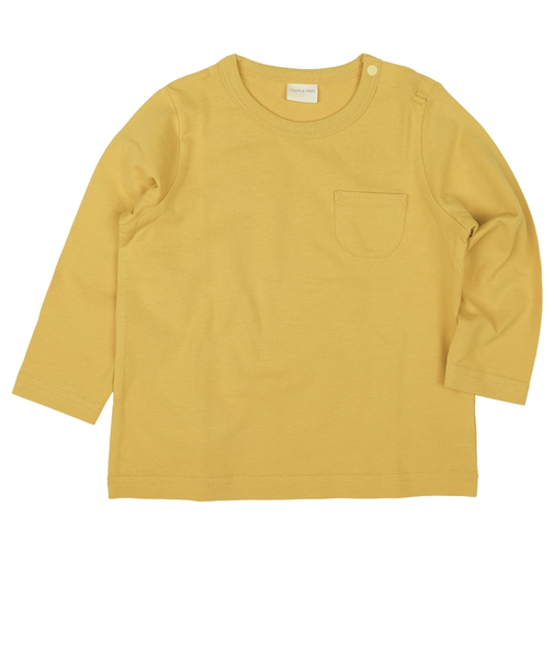 [ベビー]いつものＴシャツ　長袖　天竺素材　イエロー