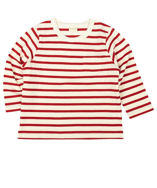 [ベビー]いつものＴシャツ　長袖　天竺素材　レッド