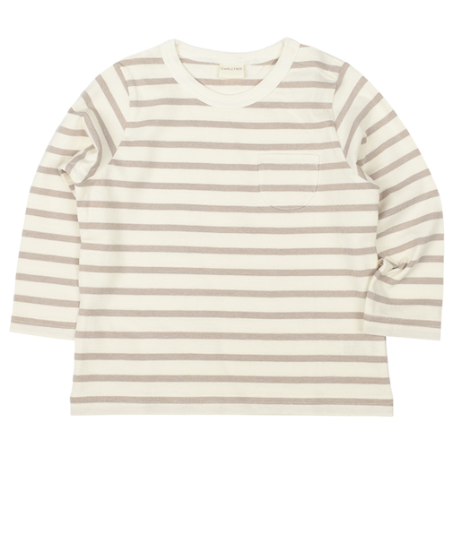 [ベビー]いつものＴシャツ　長袖　天竺素材　ベージュ