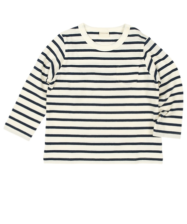[ベビー]いつものＴシャツ　長袖　天竺素材　ネイビー