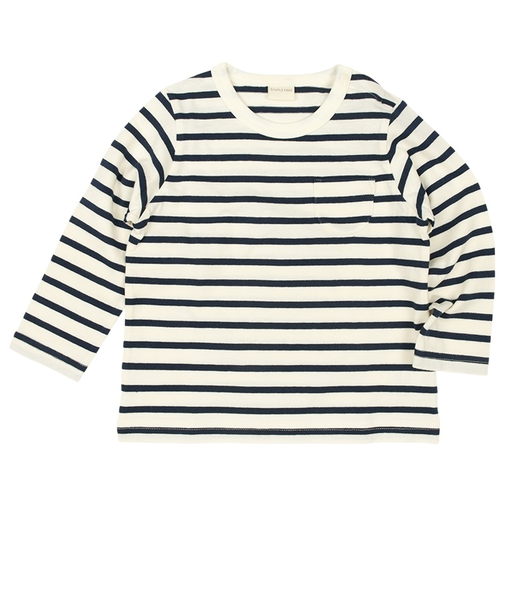 [ベビー]いつものＴシャツ　長袖　天竺素材　ネイビー