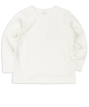 [キッズ]いつものＴシャツ　長袖　天竺素材　オフホワイト