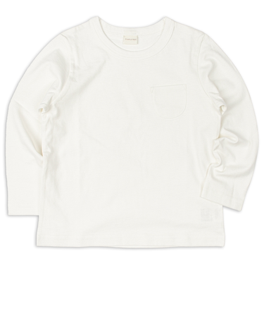 [キッズ]いつものＴシャツ　長袖　天竺素材　オフホワイト