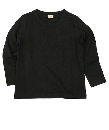 [キッズ]いつものＴシャツ　長袖　天竺素材　ブラック