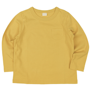 [キッズ]いつものＴシャツ　長袖　天竺素材　イエロー