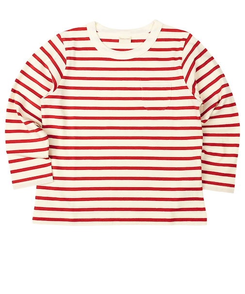 [キッズ]いつものＴシャツ　長袖　天竺素材　レッド