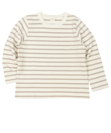 [キッズ]いつものＴシャツ　長袖　天竺素材　ベージュ