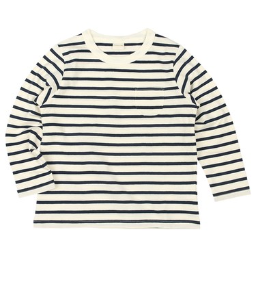 [キッズ]いつものＴシャツ　長袖　天竺素材　ネイビー