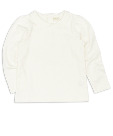 [キッズ]いつものＴシャツ　長袖　天竺素材　襟付き　オフホワイト