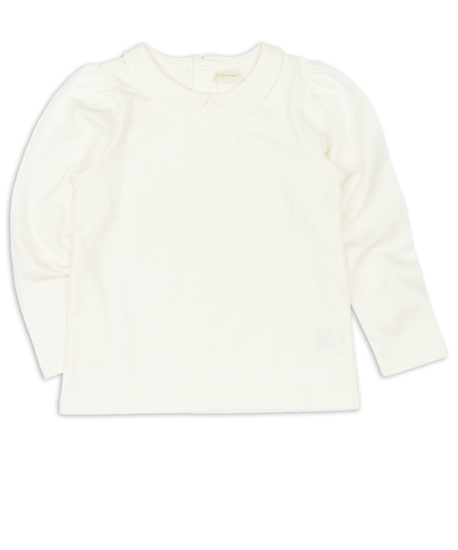 [キッズ]いつものＴシャツ　長袖　天竺素材　襟付き　オフホワイト