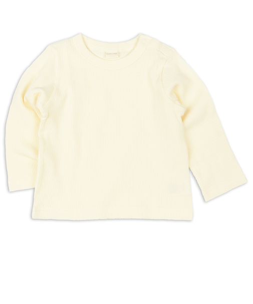 [ベビー]いつものＴシャツ　長袖　ワッフル素材　アイボリー