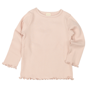 [ベビー]いつものＴシャツ　長袖　テレコ素材　ピンク