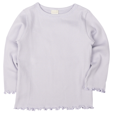 [ベビー]いつものＴシャツ　長袖　テレコ素材　パープル