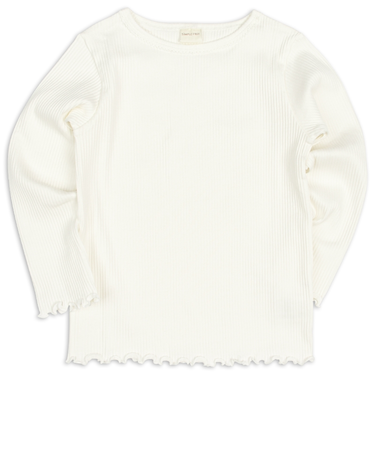 [キッズ]いつものＴシャツ　長袖　テレコ素材　アイボリー