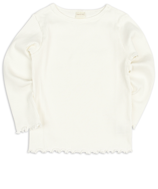 [キッズ]いつものＴシャツ　長袖　テレコ素材　アイボリー