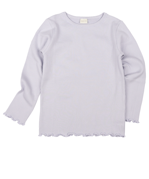 [キッズ]いつものＴシャツ　長袖　テレコ素材　パープル