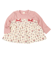 [ベビー]長袖Tシャツ　胸切替　ピンク