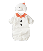 長袖ドレスオール　なりきり　帽子付　雪だるま