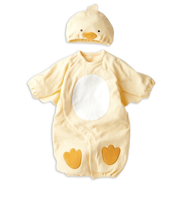 長袖ドレスオール なりきり 帽子付 ひよこ