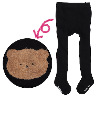 [ベビー]タイツ　おしりモールくま ブラック