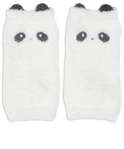 [ベビー]ふわふわレッグウォーマー　ぱんだ オフホワイト