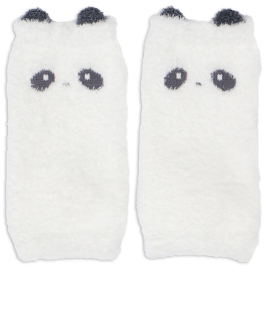 [ベビー]ふわふわレッグウォーマー　ぱんだ オフホワイト