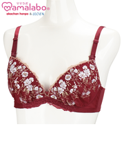 シルエットキレイノンワイヤーブラ花柄 レッド