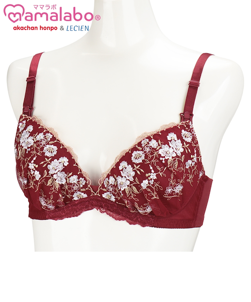 シルエットキレイノンワイヤーブラ花柄 レッド