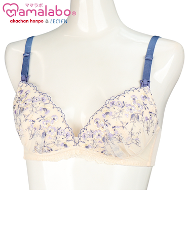 シルエットキレイノンワイヤーブラ花柄（授乳機能付） アイボリー