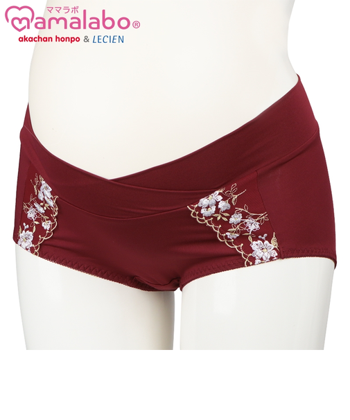 ショーツ 産後も使える仕様 シルエットキレイ花柄 レッド