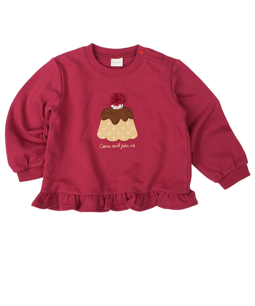 [ベビー]長袖トレーナー裾フリル　ワイン