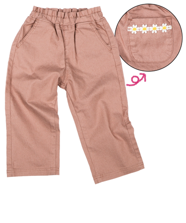 [ベビー]10分丈パンツ　ポケットレース　ピンク