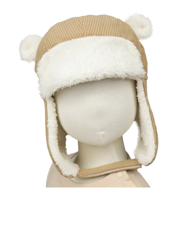 [48～54cm]フライト帽子　耳付き ベージュ