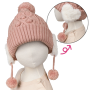 [48～54cm]ニット帽　ハートモチーフ ピンク