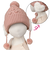 [48～54cm]ニット帽　ハートモチーフ ピンク