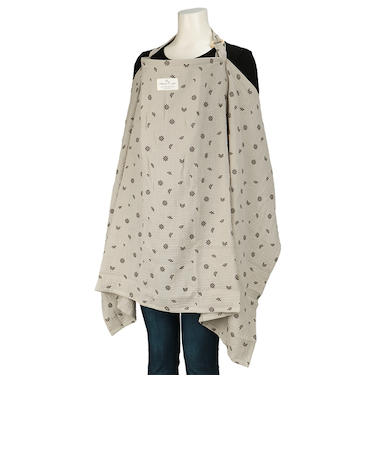 エプロン型　赤ちゃんの顔が見える授乳ケープ　グレー