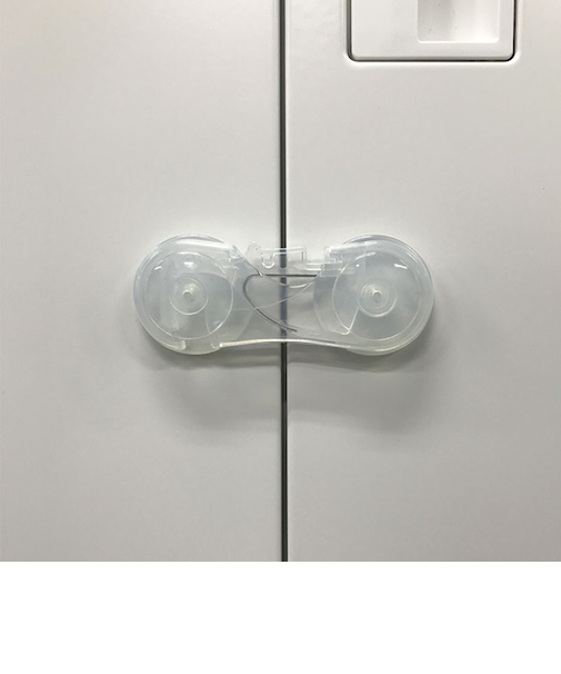 キャビネット開き戸ロック 6個入 クリアタイプ