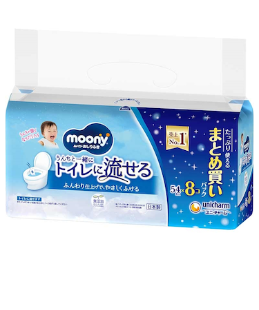 ムーニー おしりふき トイレに流せる 54枚×8個