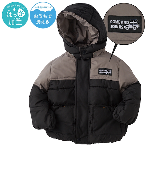 [ベビー]中綿ジャケット　切替 ブラック
